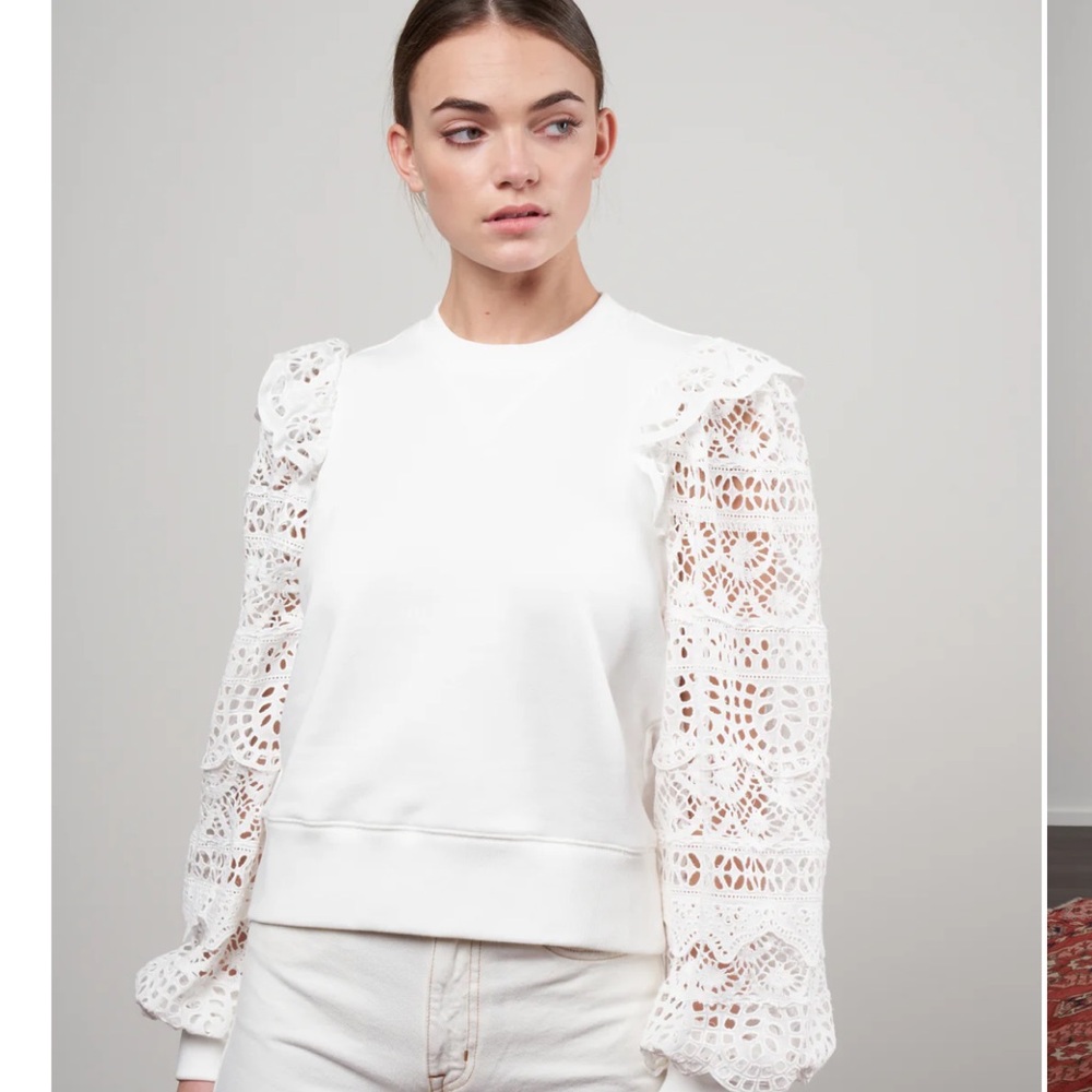 Sea New York White Lace Sleeve Sweatshirt